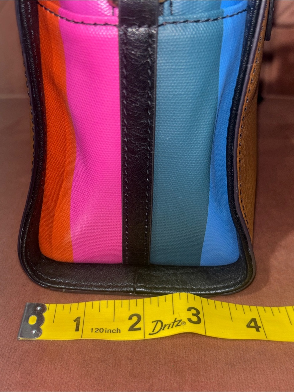 Fossil hope top handle colorful stripe medium square bag fun summer purse - Picture 16 of 16